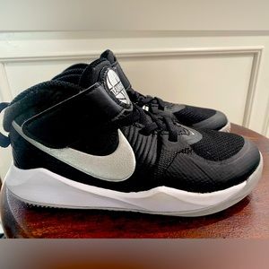 Barely worn Nike size 13c high tops. Black and white, with a silver swoosh.